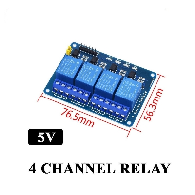 Picture of Arduino 4-Channel Relay Module - Control Board with Optocoupler - Four Relay Outputs for Various Applications and Automation Blue