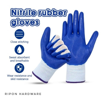Picture of Nylon Rubber coated Safety Hand Gloves for Industrial , Household, Bike Riding Hand Gloves 