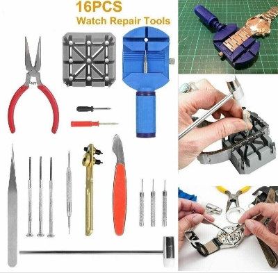 Picture of 16pcs Professional Watchmaker Watch Repair Tools Kits Accessories Set Multicolor