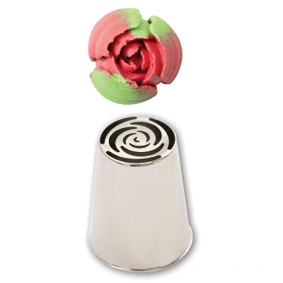 Picture of 1 piece Russian Rose Big Size Piping Nozzle For Cake Decoration (Model: Rose Flower) -Silver