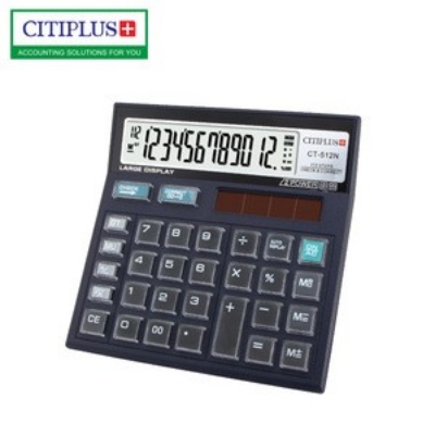 Picture of CT-512N 112 steps check correct calculator metal faceplate 12 digit desktop business calculator Black