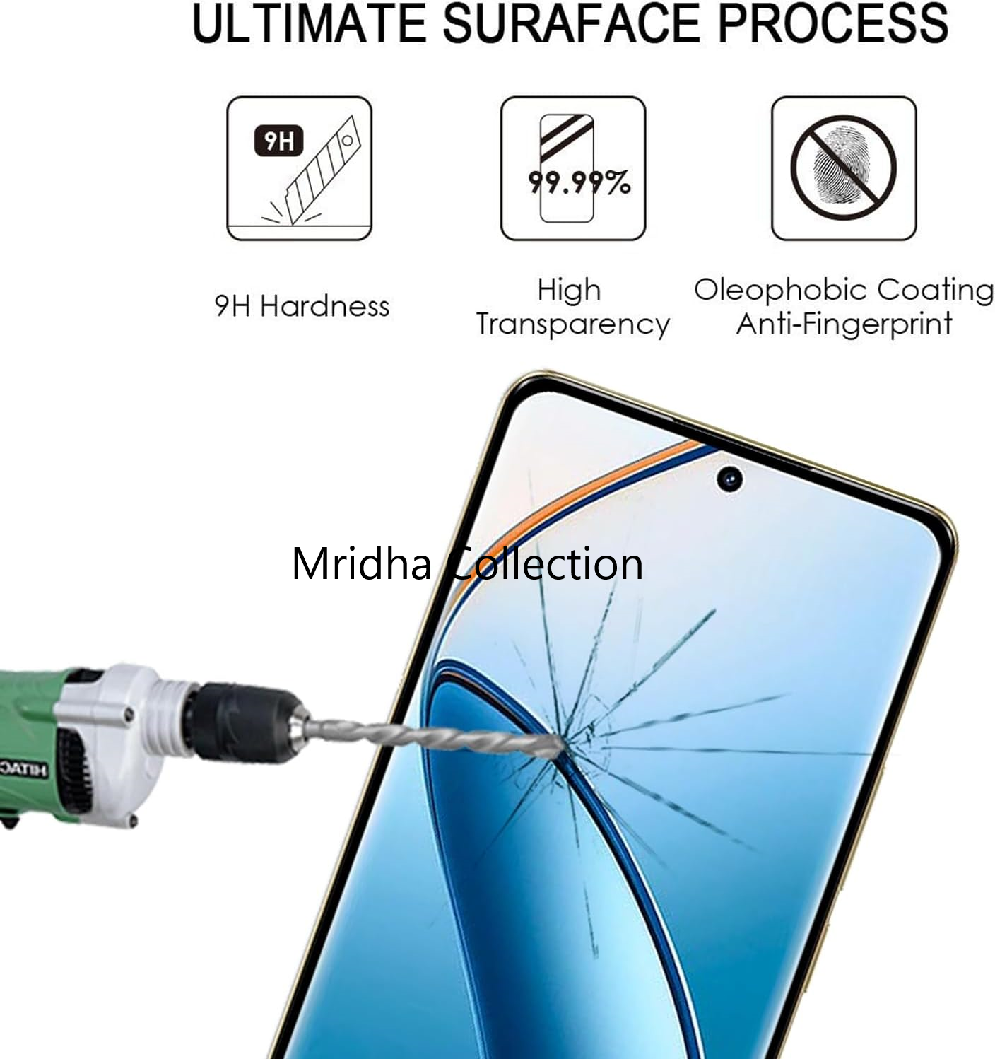 Picture of Realme 12 Pro 5G Full Glue 9D Curved Tempered Glass Screen Protector Edge to Edge Fit Protection Tempered Glass (Black)