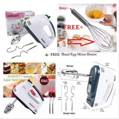 Picture of Combo Electric Egg Bitter White + FREE Stainless Steel Hand Egg Mixer Beater Kitchen Cooking Tool -White
