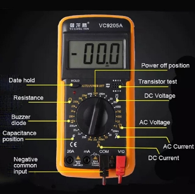 Picture of Professional Digital Multimeter AC DC LCD For Multi-Testing VC 9205A Black
