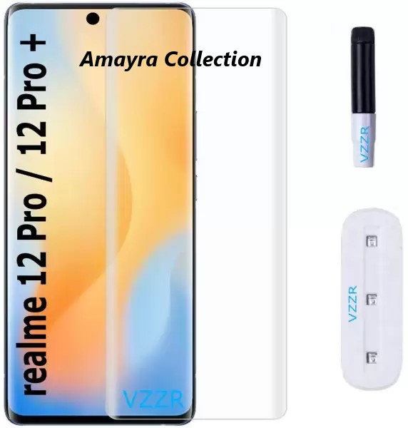 Picture of Realme 12 Pro+ 5G / Realme 12 Pro Plus 5G (A+ GRADE) Premium UV Tempered Glass Screen Protector Curved with Liquid Glue and UV Light -Transparent Clear