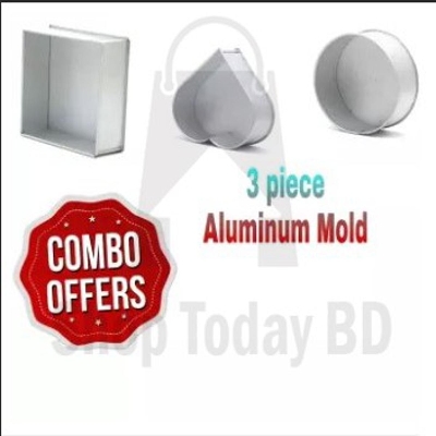 Picture of Cake mold/ Aluminum cake mold Multiple type (Square,Love, Round Shape) 3 piece  8.5 Inches size -Silver