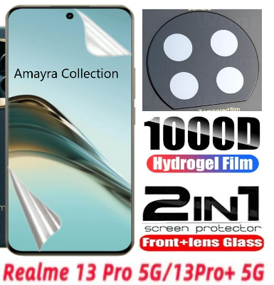 Picture of 2in1 Protector Combo Pack for Realme 13 Pro+ 5G / Realme 13 Pro Plus 5G (Front Hydrogel Screen Protector Poly + 3D Camera Lens Protector Glass)