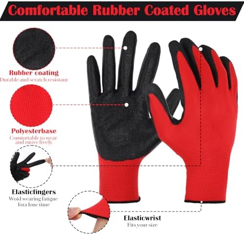 Picture of 3 Pair Nylon Rubber coated Safety Hand Gloves for Industrial , Household, Bike Riding Hand Gloves 