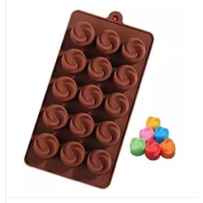 Picture of Rose Shape Silicone Chocolate Bar Mould - 15holes -Chocolate