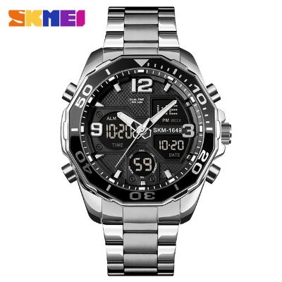 Picture of SKMEI 1649 Stainless Steel Mens Waterproof Watch Luxury Analog and Digital Quartz Watches 