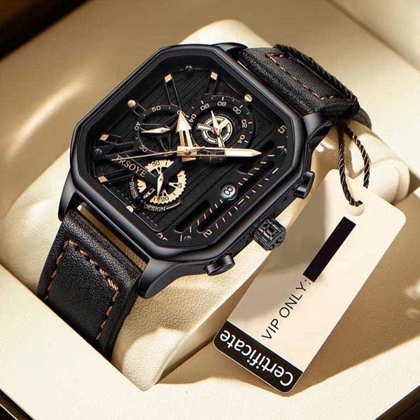Picture of Trsoye 6604 Fashionable Leather Watch For Men’s Gold