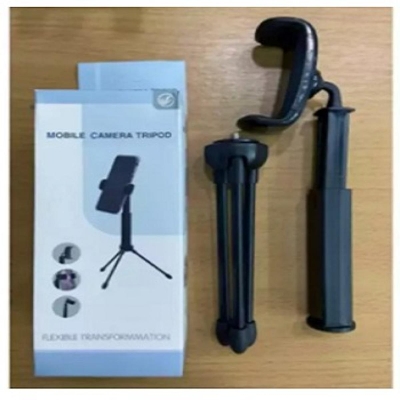 Picture of Mobile Camera Tripod Metal Made Portable Flexible and Firm Use for Online Classes, Watch Movies Shooting Videoes Vlogging , for Youtubers for All Smartphones Upto 6.0" Tripod. -Black
