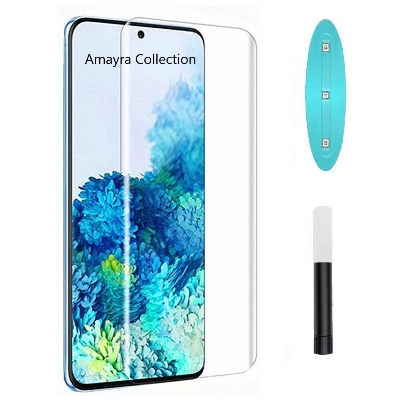 Picture of Samsung Galaxy S21 Ultra 5G (A+ GRADE) Premium UV Tempered Glass Screen Protector Curved with Liquid Glue and UV Light -Transparent Clear