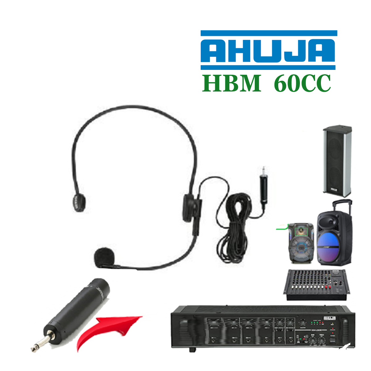 Picture of Ahuja HBM-60CC Headband Microphone With Battery 3.5 mm jack Black