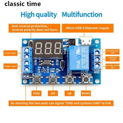 Picture of DRY Incubator Turning Motor Controller Turning Control Timer Supply 5-30V 10A Relay Using W-1209, XHM-452, XH-3001 Replace XM-18, XM-18S and incubator Blue