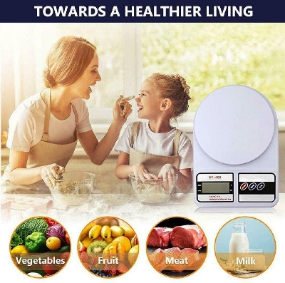 Picture of Electronic Kitchen Digital LCD DIsplay Weighing Scale 10 Kg - Weight Machine White