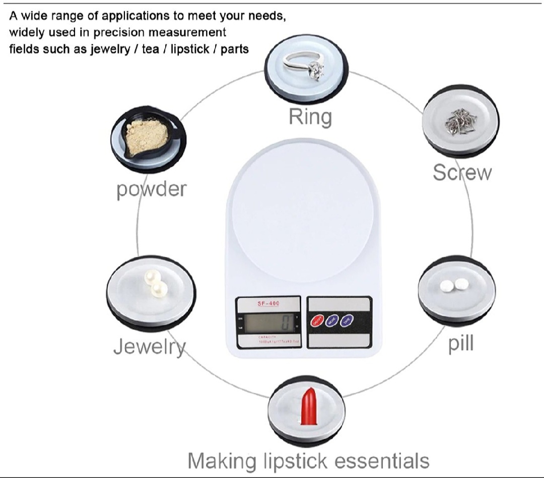 Picture of Electronic Kitchen Digital LCD DIsplay Weighing Scale 10 Kg - Weight Machine White