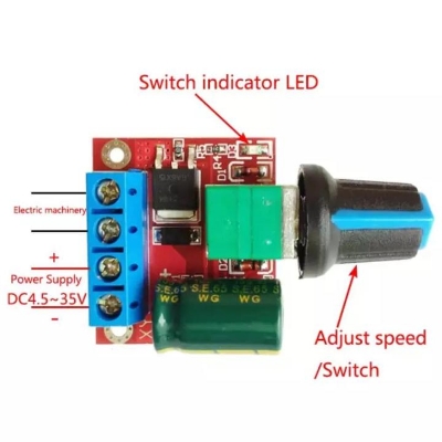 Picture of High-Quality 5V-28V 12V 24V 5A PWM DC Motor Speed Control Switch Controller Volt Regulator LED Dimmer Tool Professional - DC Motor Speed Control Blue