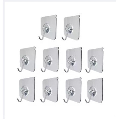 Picture of 10 pcs Adhesive Hooks Heavy Duty Wall Hooks 12 kg (Max) Self Adhesive Hook