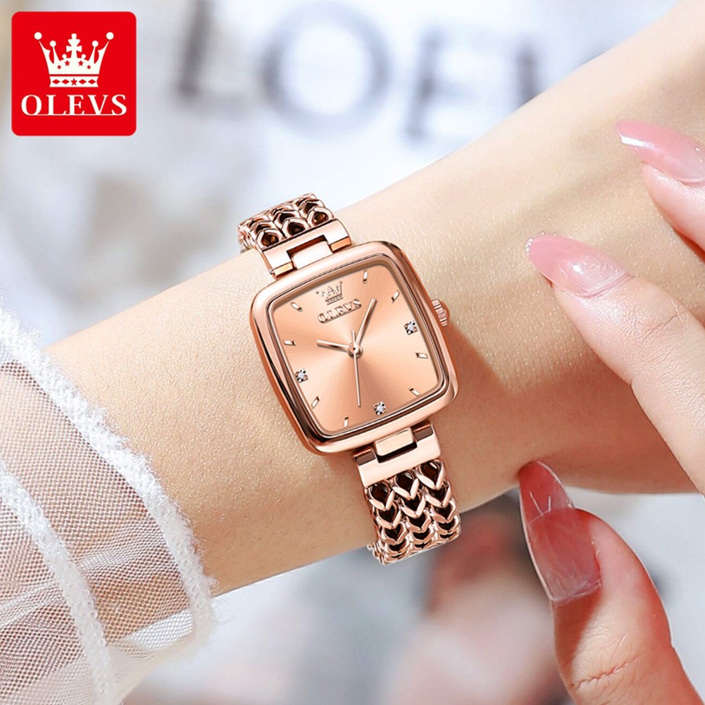 Picture of Olevs New Ladies Square Stainless Steel Analog Wrist Watch For Women 