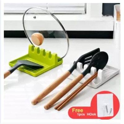 Picture of 1 Pieces Multi Function Ladle Spoon Rest Holder + Free 1 pieces plastic hook -Multicolor