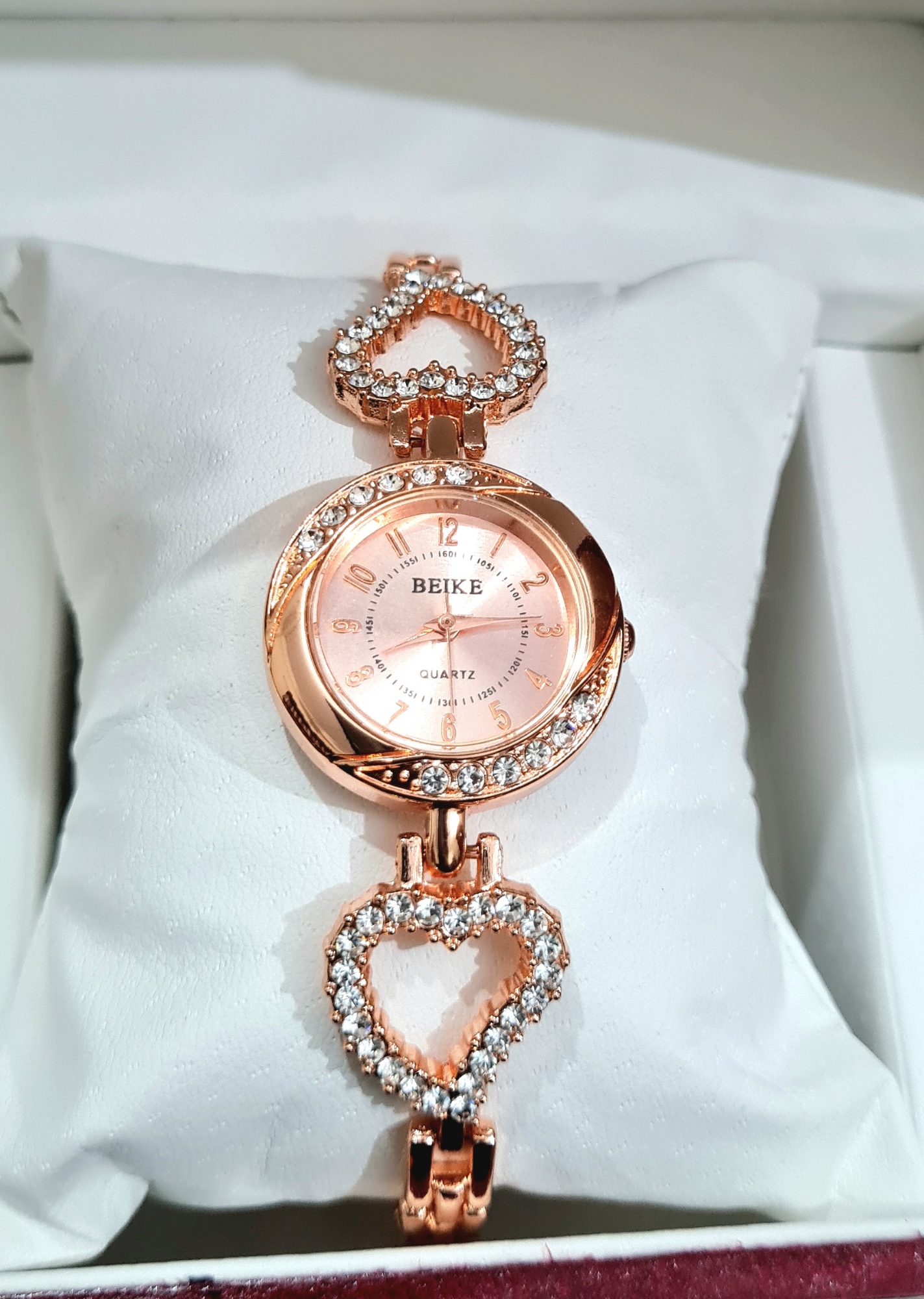 Picture of Ladies Beike Exclusive Stone Case Heart Shaped Stonned Stainless Steel Ladies Watch 