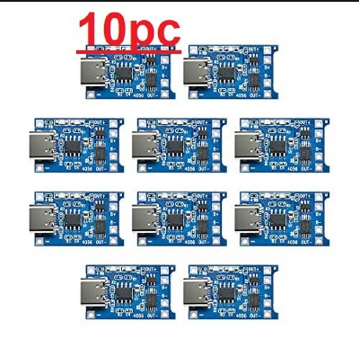 Picture of 10pcs TP4056 Type-C Input Interface USB 5V 1A 18650 Lithium Battery Charger Module Charging Board with Dual Protection Function Blue