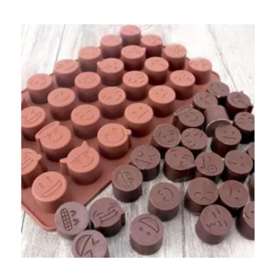 Picture of Different Emoji Shape Silicone Chocolate Bar Mould - 28 holes -Chocolate