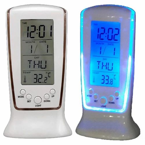 Picture of Multifunction Calendar Temperature Digital Alarm Clock With Blue Back Light Electronic Calendar Thermometer Led Clock With Time White