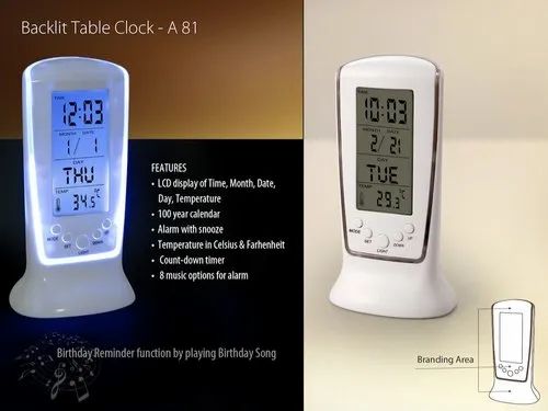 Picture of Multifunction Calendar Temperature Digital Alarm Clock With Blue Back Light Electronic Calendar Thermometer Led Clock With Time White