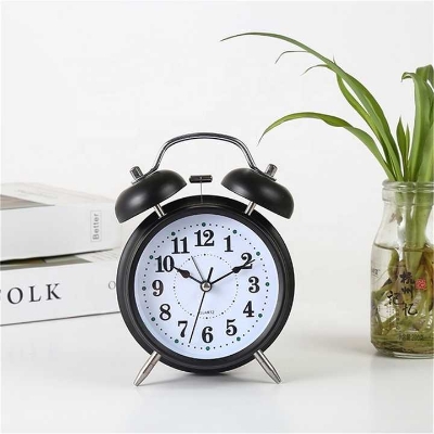 Picture of Small Black Alarm Clock/Twin Bell Table Clock - Loud Alarm Clock - Stylish Timekeeping for Home Office & Students 