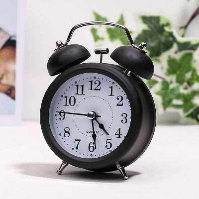 Picture of Small Black Alarm Clock/Twin Bell Table Clock - Loud Alarm Clock - Stylish Timekeeping for Home Office & Students 