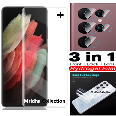 Picture of 3in1 Protector Combo Pack for Samsung Galaxy S22 Ultra 5G (A+ GRADE) UV Glass Screen Protector + Back Protector Film + Camera Glass Protector)