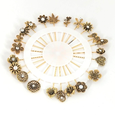 Picture of 10 Pieces Metal Hijab Pin for Women - Golden -golden