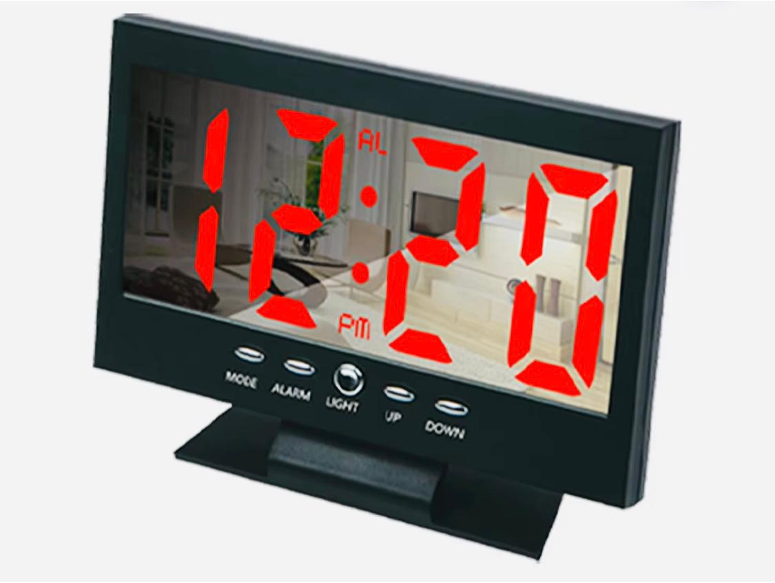 Picture of LED Mirror Desktop Clock Digital Talbe Clock DS-8082L Gaosiio LCD White