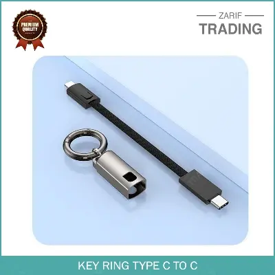 Picture of Key Ring Type C to C  Fast Charging Cable PD65W 10CM Portable Short USB C Cable (Black)