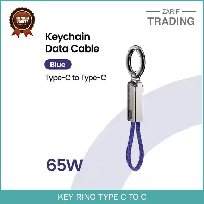 Picture of Key Ring Type C to C  Fast Charging Cable PD65W 10CM Portable Short USB C Cable (Blue)