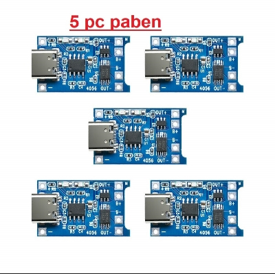 Picture of 5pcs TP4056 Type-C USB 5V 1A 18650 Lithium Battery Charger Module with Dual Protection Functions - Charger Modules with Dual Protection Blue