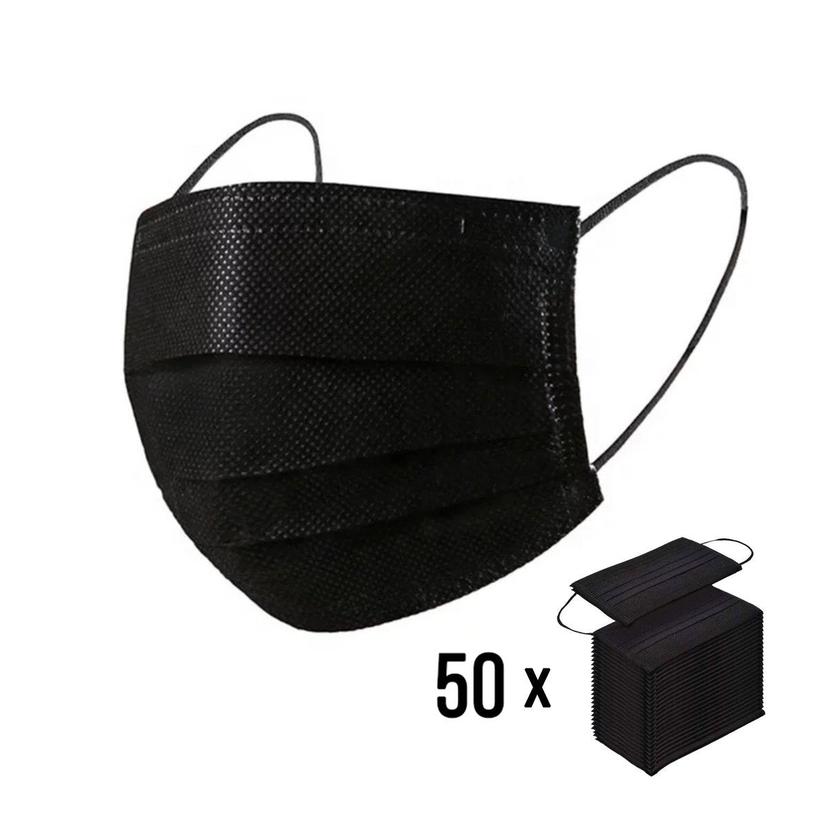 Picture of Black 50 Pcs Non-oven Surgical Face Mask Pack 