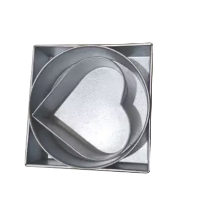 Picture of Aluminium Square/ Heart/ Round Shape Cake Mold/ Pudding Mold Full Set -Silver