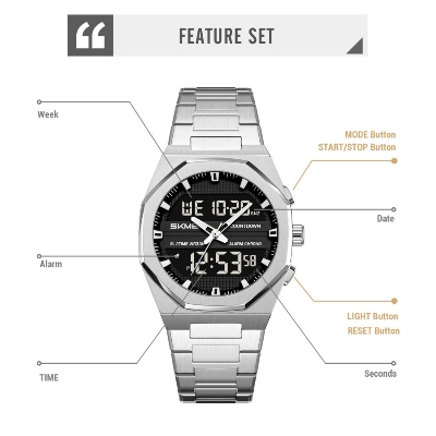 Picture of SKMEI 2624 Fashion Men's Electronic Watch Dual Display Calendar Alarm Clock Luminous Countdown Sport Digital Watches for Man 
