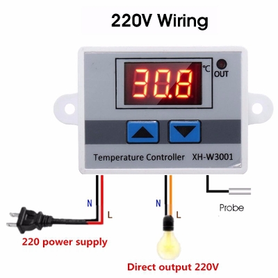 Picture of XH-W3001 AC 220V 1500W Digital Display LED Temperature Controller Thermostat Control Switch incubator and humidityfier White