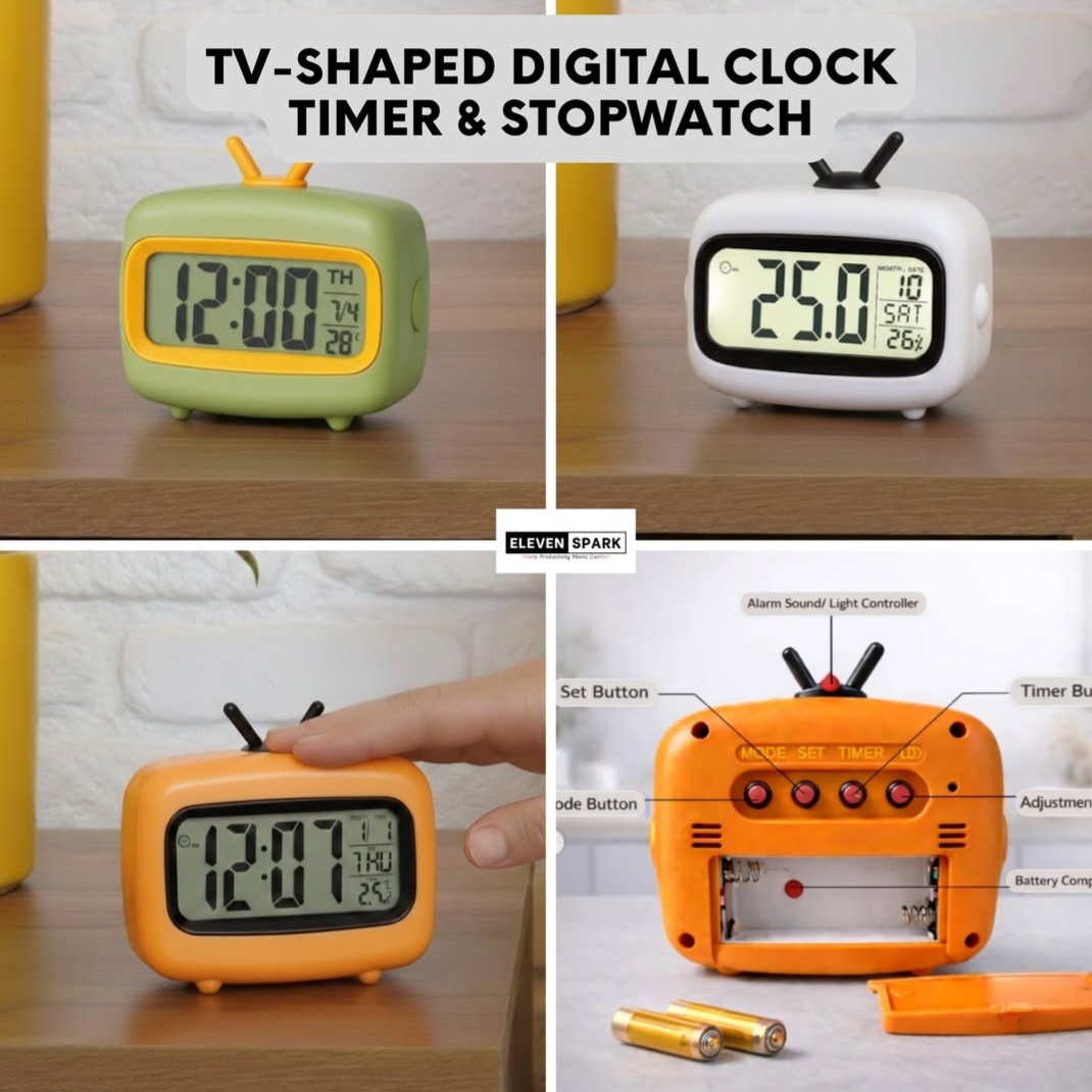 Picture of Digital Clock,Cute Retro TV-Shaped Digital Television Alarm Clock 