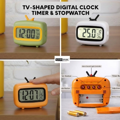 Picture of Digital Clock,Cute Retro TV-Shaped Digital Television Alarm Clock 