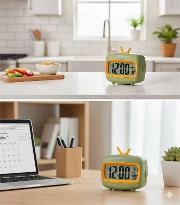 Picture of Digital Clock,Cute Retro TV-Shaped Digital Television Alarm Clock 
