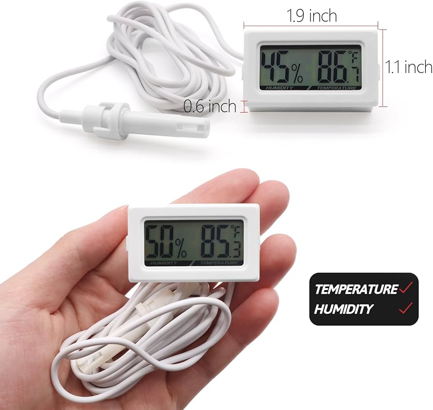 Picture of Digital LCD Mini Thermometer Hygrometer Fridge Freezer Temperature Humidity Meter - Portable Temperature Humidity Meter White