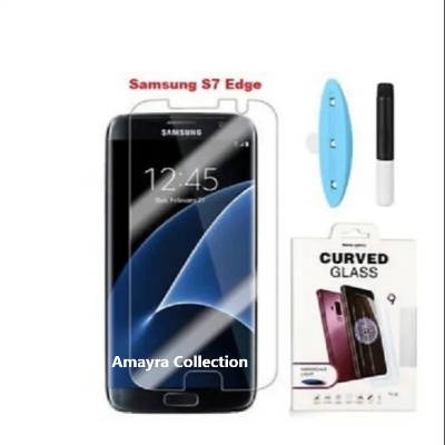 Picture of Samsung Galaxy S7 Edge (A+ GRADE) Premium UV Tempered Glass Screen Protector Curved with Liquid Glue and UV Light -Transparent Clear