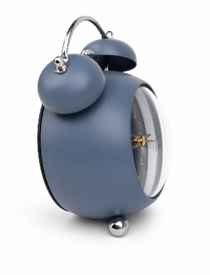 Picture of Round Cute Ovel Glass Creative Metal Quartz Electronic Alarm Clock Snooze Function Modern Desktop Clock 