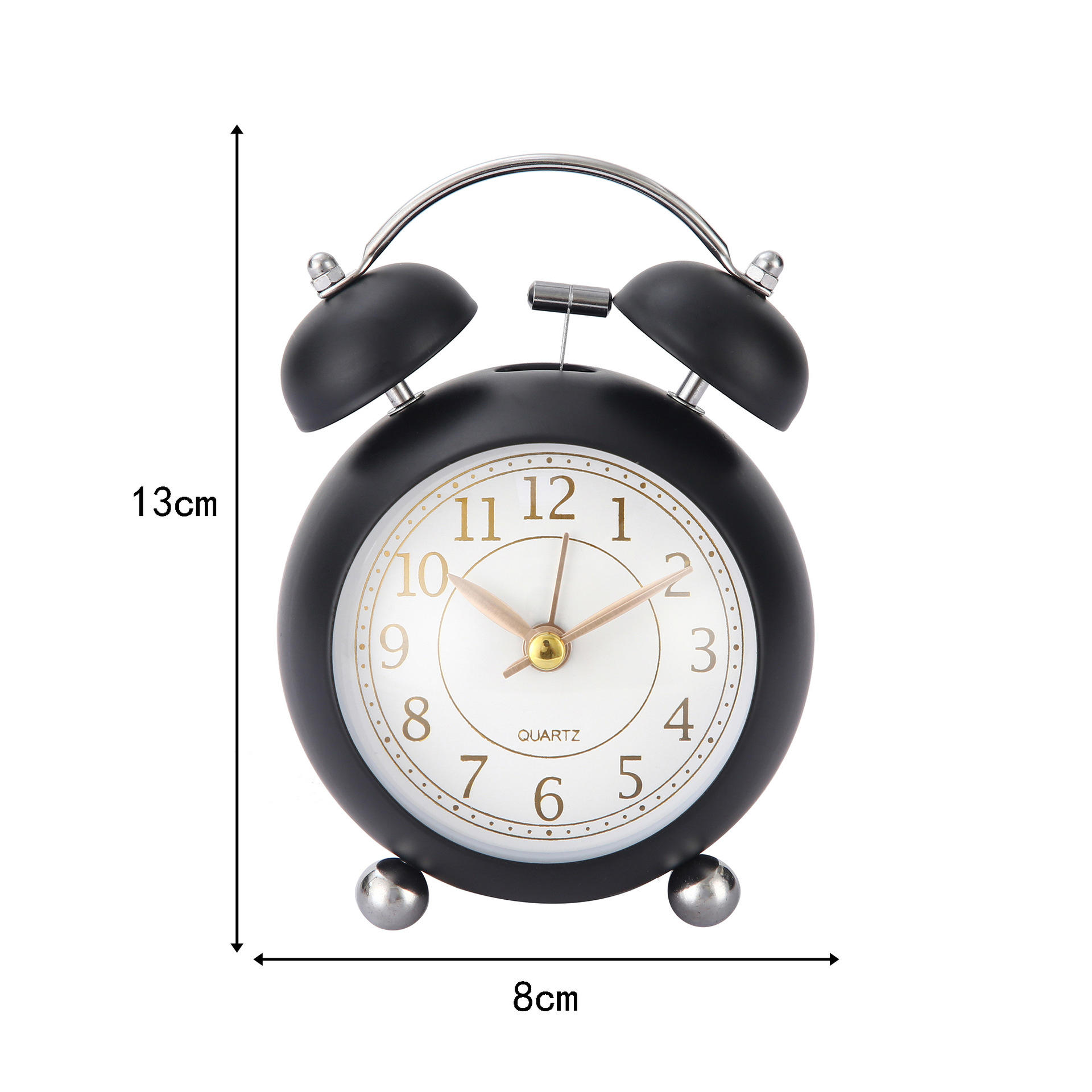 Picture of Round Cute Ovel Glass Creative Metal Quartz Electronic Alarm Clock Snooze Function Modern Desktop Clock 