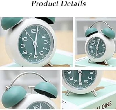 Picture of Sweep Round Medium Size Silence Analog Alarm Clock Snooze Function Modern Desktop Clock 